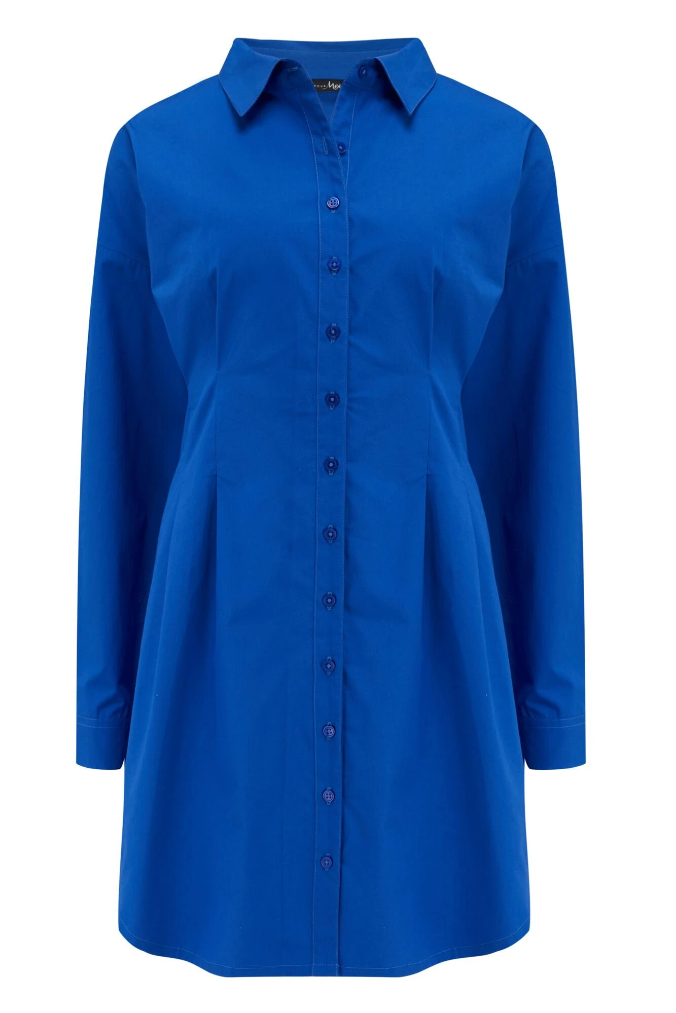 Pour Moi Cotton Poplin Cinched Waist Shirt Dress - Cobalt 6 Pour Moi Cotton Poplin Cinched Waist Shirt Dress - Cobalt - Image 6