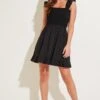 Pour Moi Lucy Cotton Poplin Frill Shoulder Mini Dress - Black