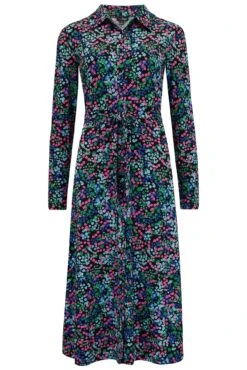 Pour Moi Bailey Slinky Jersey Midi Shirt Dress - Black Ditsy -Cheap Clozi Vibe Store 287738 20230222164500