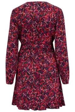 Pour Moi Kelly Woven Viscose Balloon Sleeve Frill Wrap Dress - Red Floral -Cheap Clozi Vibe Store 288318 20230124110300