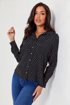 Pour Moi Kelly Woven Viscose Shirt - Black Spot -Cheap Clozi Vibe Store 289286 20230210164200
