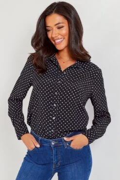 Pour Moi Kelly Woven Viscose Shirt - Black Spot -Cheap Clozi Vibe Store 289287 20230210164200