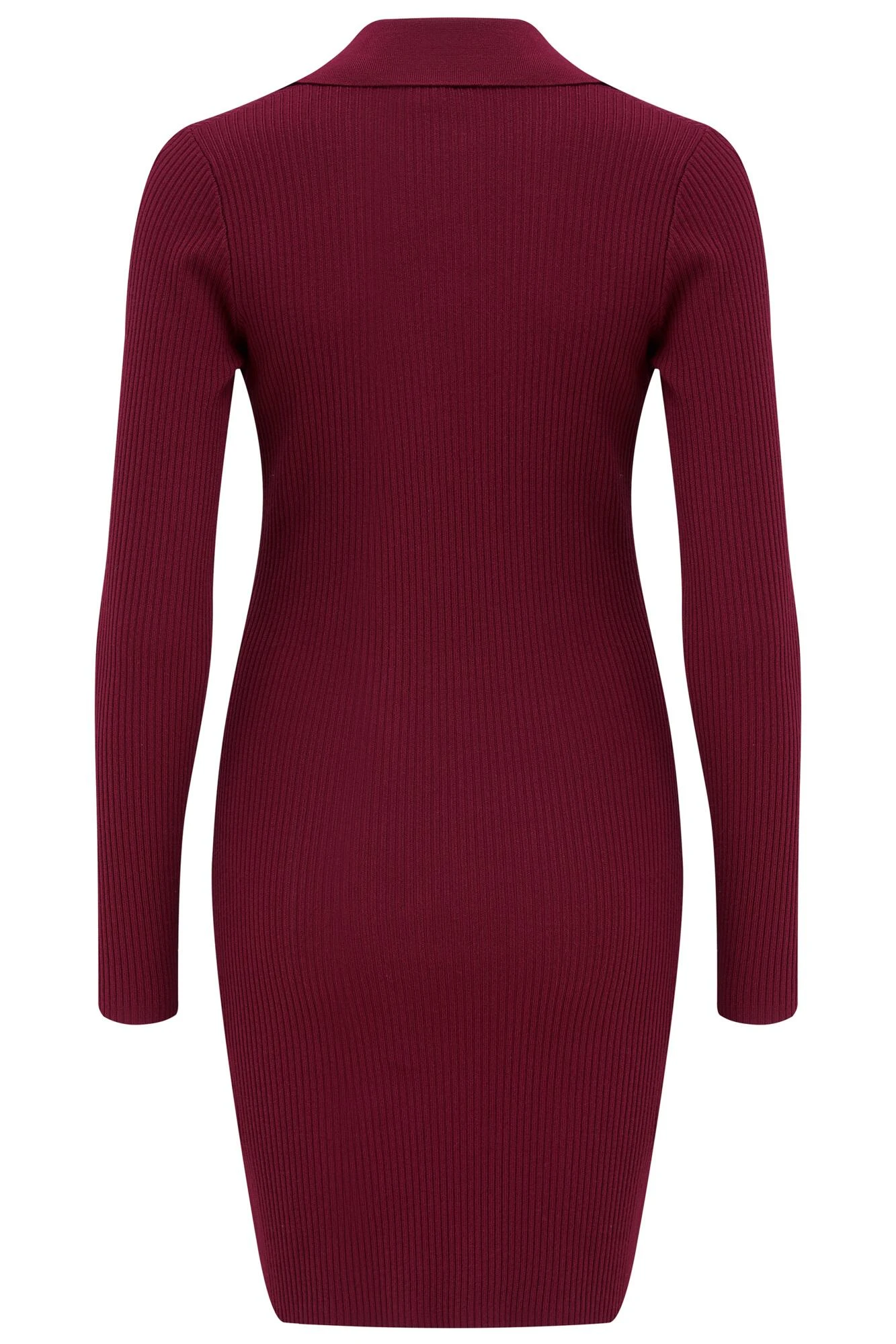Pour Moi Eva Rib Knit V Neck Collar Mini Dress With LENZING™ ECOVERO™ Viscose - Berry 4 Pour Moi Eva Rib Knit V Neck Collar Mini Dress With LENZING™ ECOVERO™ Viscose - Berry - Image 4