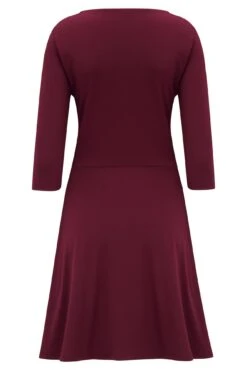 Pour Moi Blair Slinky Jersey Tie Waist Dress - Berry -Cheap Clozi Vibe Store 290033 20221010121300