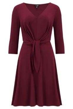 Pour Moi Blair Slinky Jersey Tie Waist Dress - Berry -Cheap Clozi Vibe Store 290034 20221010121300