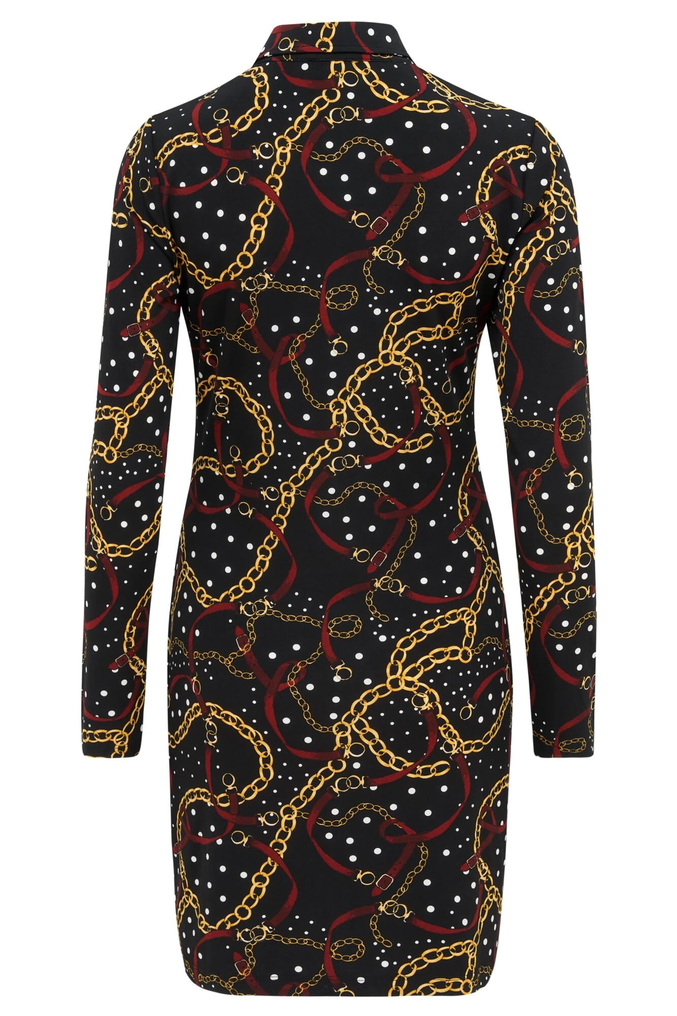 Pour Moi Brooke Jersey Ruched Front Shirt Dress - Black/Gold 7 Pour Moi Brooke Jersey Ruched Front Shirt Dress - Black/Gold - Image 7