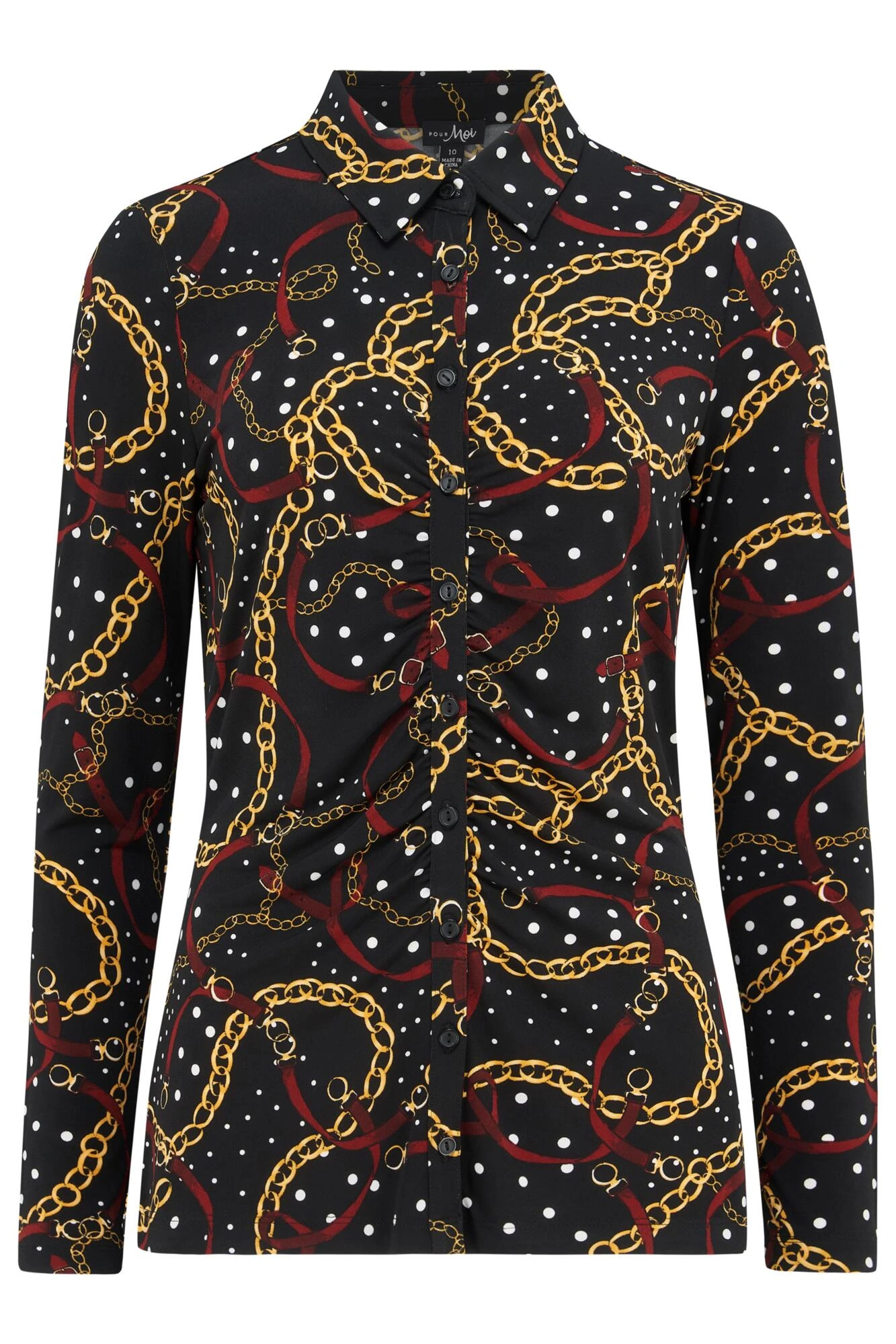 Pour Moi Brooke Jersey Ruched Front Shirt - Black Gold 7 Pour Moi Brooke Jersey Ruched Front Shirt - Black Gold - Image 7