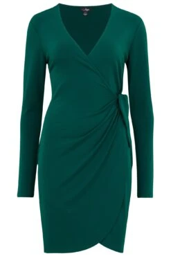 Pour Moi Bryony Slinky Stretch Jersey Wrap Mini Dress - Forest -Cheap Clozi Vibe Store 290141 20220822150400