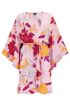 Pour Moi Luxe Woven Frill Detail Gown - Pink Floral -Cheap Clozi Vibe Store 290308 20230324174400