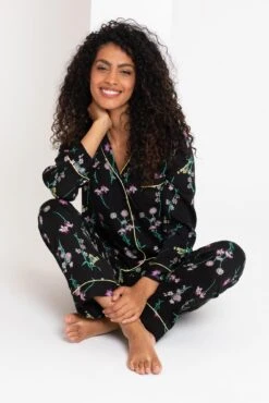 Pour Moi Luxe Woven Pyjama - Black Floral -Cheap Clozi Vibe Store 290328 20221114141100