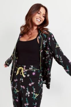 Pour Moi Luxe Woven Pyjama - Black Floral -Cheap Clozi Vibe Store 290329 20221114141100