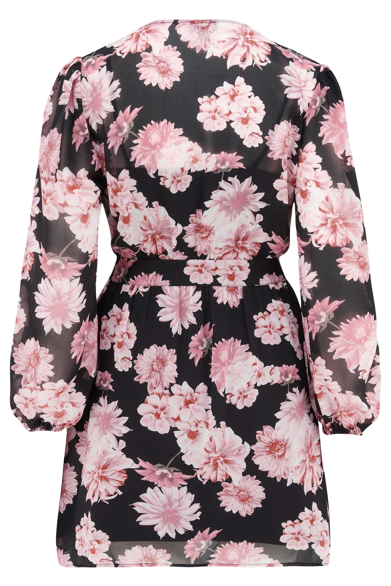 Pour Moi Natalya Chiffon Puff Sleeve Dress - Black Floral 8 Pour Moi Natalya Chiffon Puff Sleeve Dress - Black Floral - Image 8