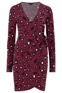 Pour Moi Bryony Slinky Stretch Jersey Wrap Mini Dress - Berry Leopard 10 Pour Moi Bryony Slinky Stretch Jersey Wrap Mini Dress - Berry Leopard -Cheap Clozi Vibe Store 291382 20230124125600