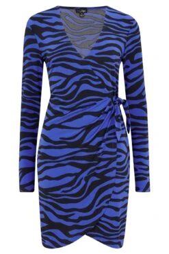 Pour Moi Bryony Slinky Stretch Jersey Wrap Mini Dress - Blue/Black 10 Pour Moi Bryony Slinky Stretch Jersey Wrap Mini Dress - Blue/Black -Cheap Clozi Vibe Store 291395 20230223113400