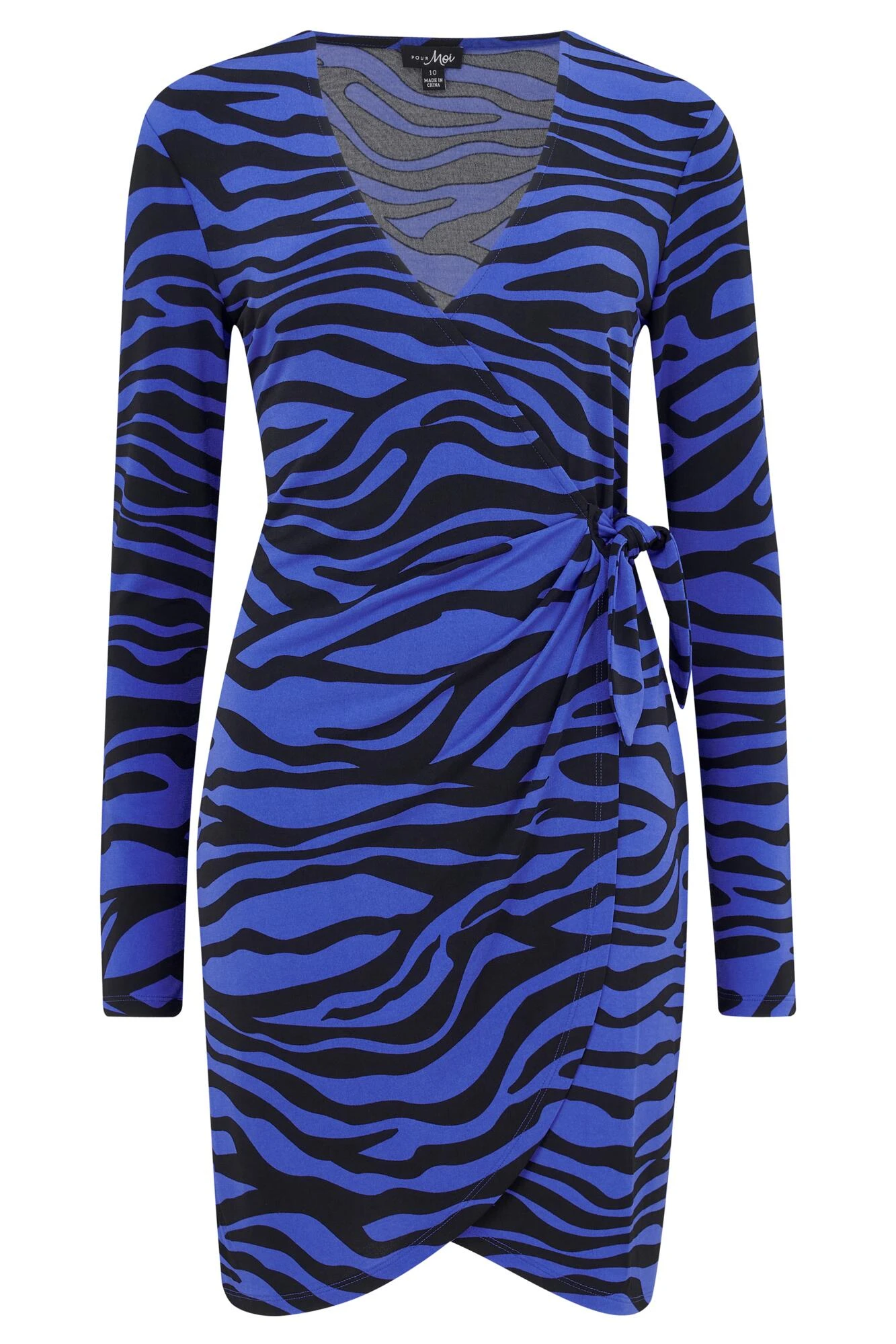 Pour Moi Bryony Slinky Stretch Jersey Wrap Mini Dress - Blue/Black 5 Pour Moi Bryony Slinky Stretch Jersey Wrap Mini Dress - Blue/Black - Image 5