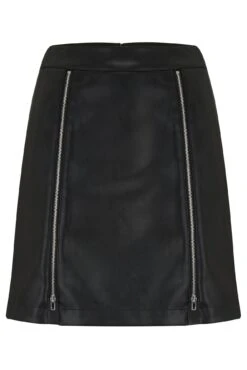 Pour Moi Ella Faux Leather Zip Front Mini Skirt - Black -Cheap Clozi Vibe Store 291486 20221103132900