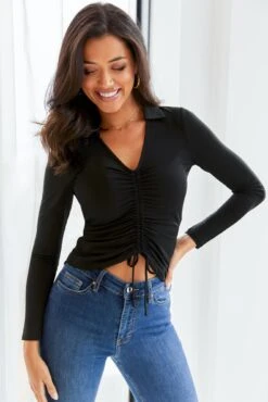 Pour Moi Lana Ruche Front Slinky Jersey Top - Black 12 Pour Moi Lana Ruche Front Slinky Jersey Top - Black -Cheap Clozi Vibe Store 291511 20230210164500