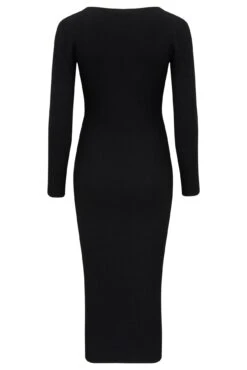 Pour Moi Sasha Rib Knit Square Neck Midi Dress With LENZING™ ECOVERO™ Viscose - Black -Cheap Clozi Vibe Store 291535 20221007174900