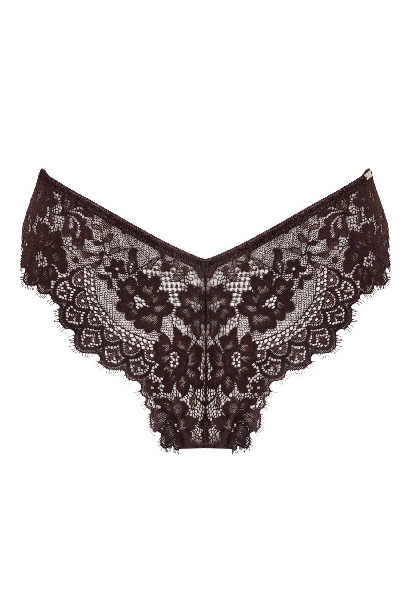 Pour Moi India Eyelash Lace V-Shape Brief - Chocolate 3 Pour Moi India Eyelash Lace V-Shape Brief - Chocolate - Image 3