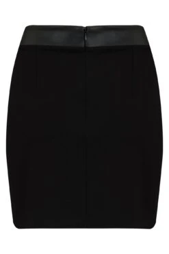Pour Moi Amy Faux Leather Waistband Ponte Mini Skirt - Black -Cheap Clozi Vibe Store 291737 20221010135500