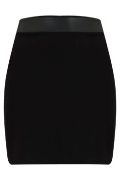 Pour Moi Amy Faux Leather Waistband Ponte Mini Skirt - Black -Cheap Clozi Vibe Store 291738 20221010135500
