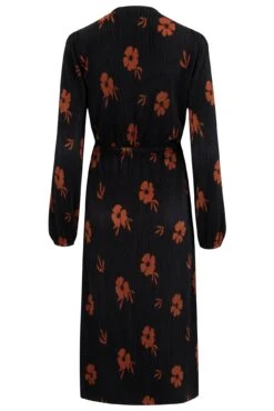 Pour Moi Jada Plisse Long Sleeve Wrap Midi Dress - Black/Chocolate -Cheap Clozi Vibe Store 291771 20230223122900