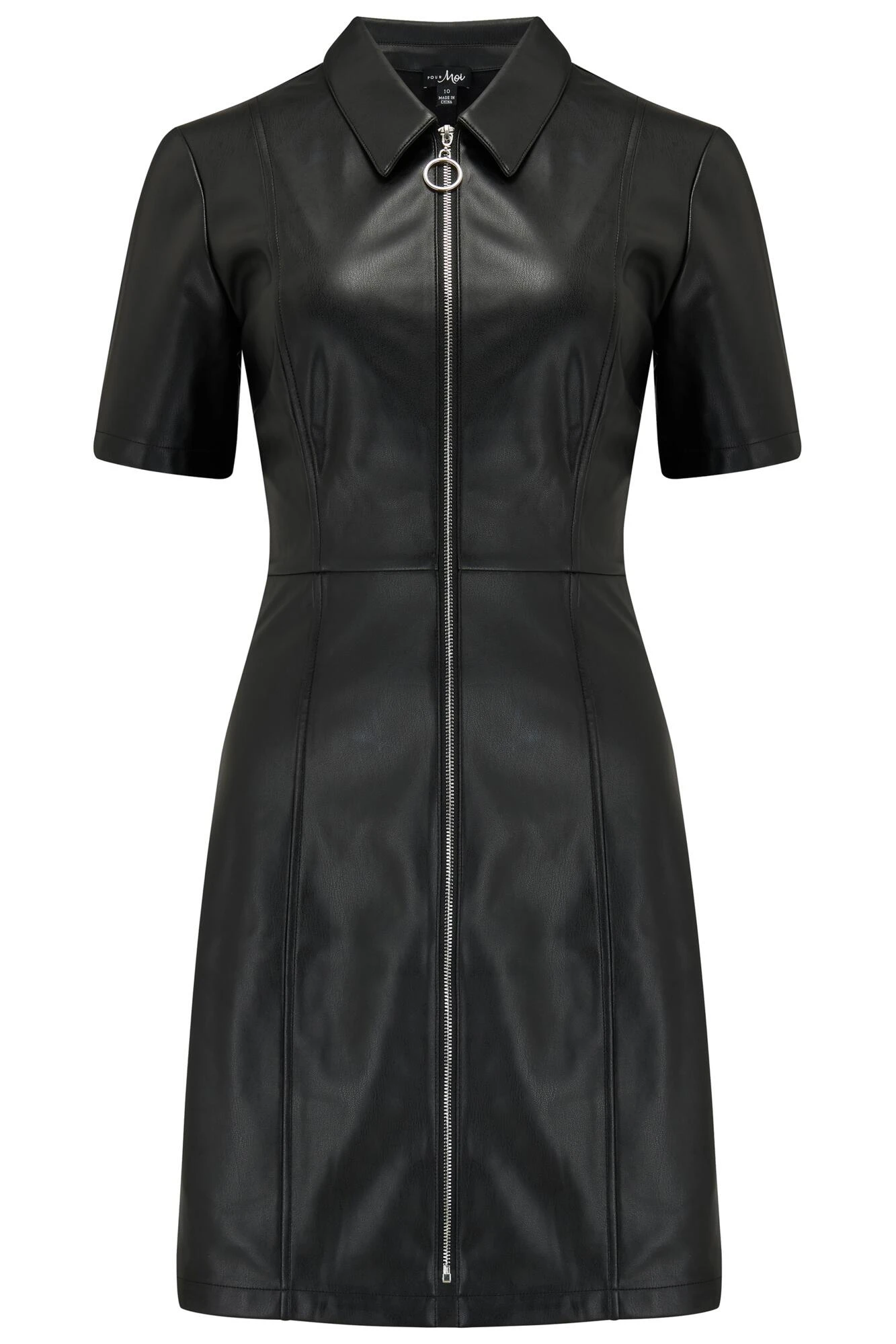 Pour Moi Ella Faux Leather Zip Through Mini Dress - Black 6 Pour Moi Ella Faux Leather Zip Through Mini Dress - Black - Image 6