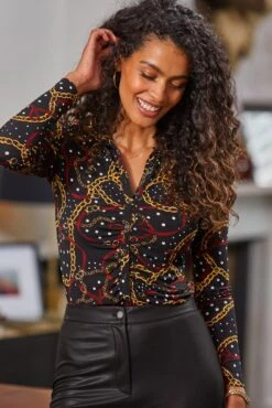 Pour Moi Brooke Jersey Ruched Front Shirt - Black Gold 13 Pour Moi Brooke Jersey Ruched Front Shirt - Black Gold -Cheap Clozi Vibe Store 292532 20221006102800