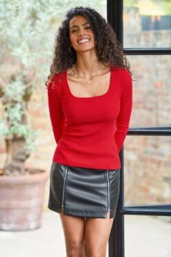 Pour Moi Ella Faux Leather Zip Front Mini Skirt - Black -Cheap Clozi Vibe Store 292536 20230919101400