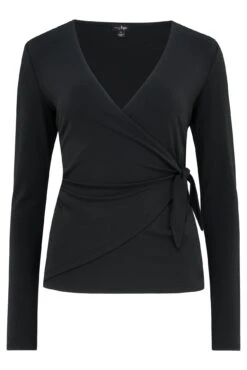 Pour Moi Bryony Slinky Jersey Wrap Top - Black -Cheap Clozi Vibe Store 293305 20221007175200