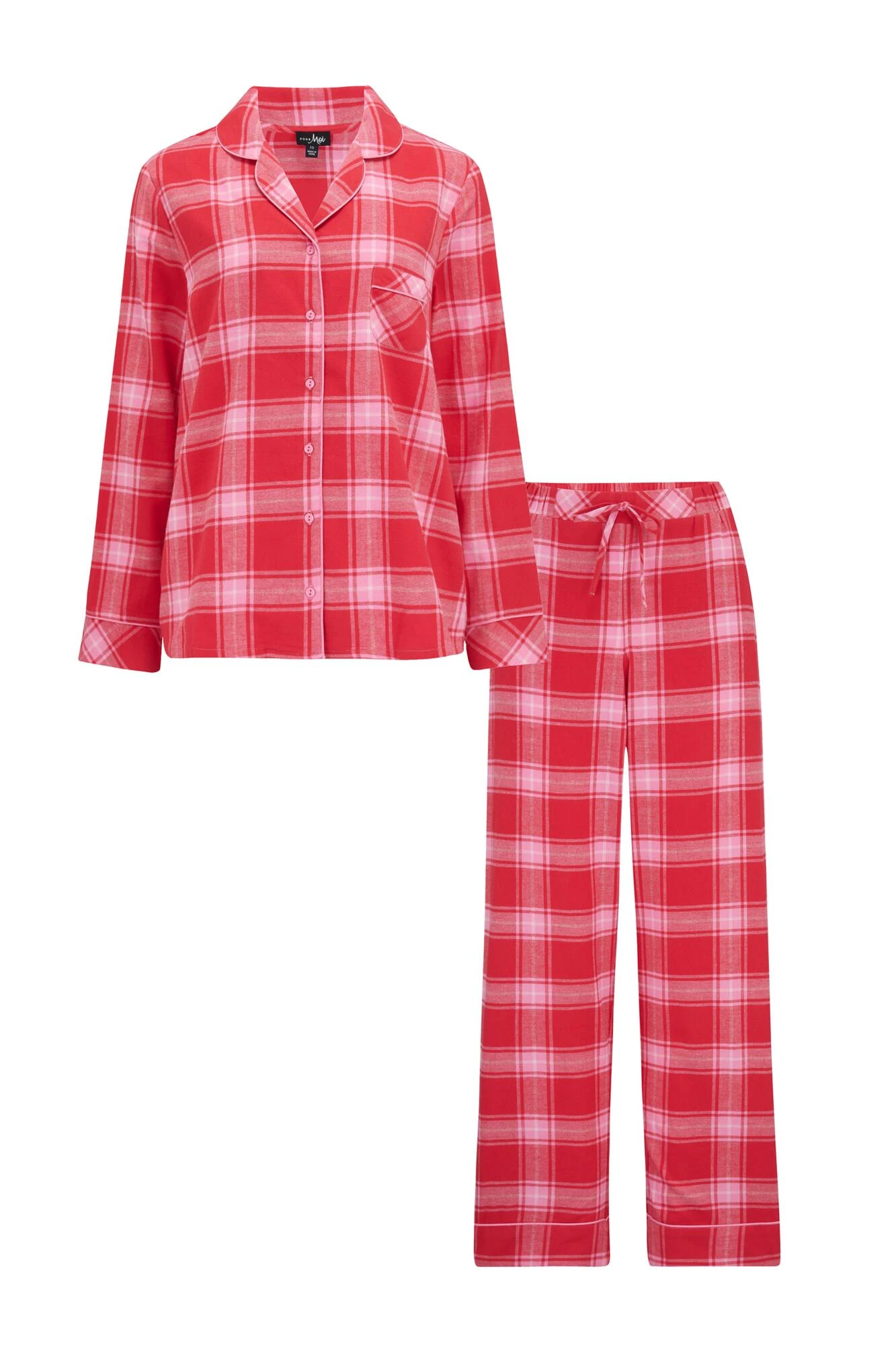 Pour Moi Cosy Check Brushed Cotton Pyjama Set - Red/Pink 4 Pour Moi Cosy Check Brushed Cotton Pyjama Set - Red/Pink - Image 4