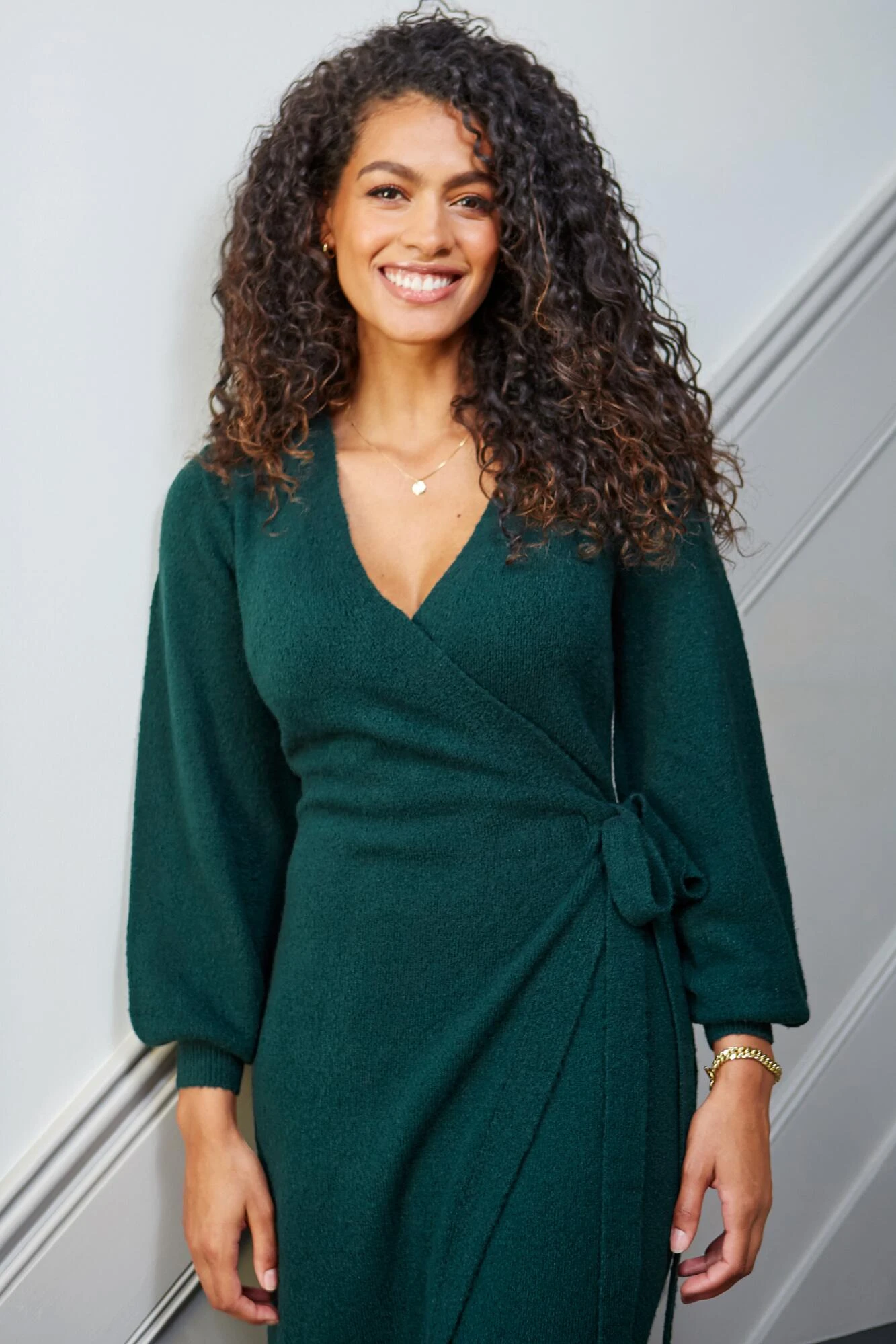 Pour Moi Elle Knit Midi Wrap Dress - Forest 2 Pour Moi Elle Knit Midi Wrap Dress - Forest - Image 2