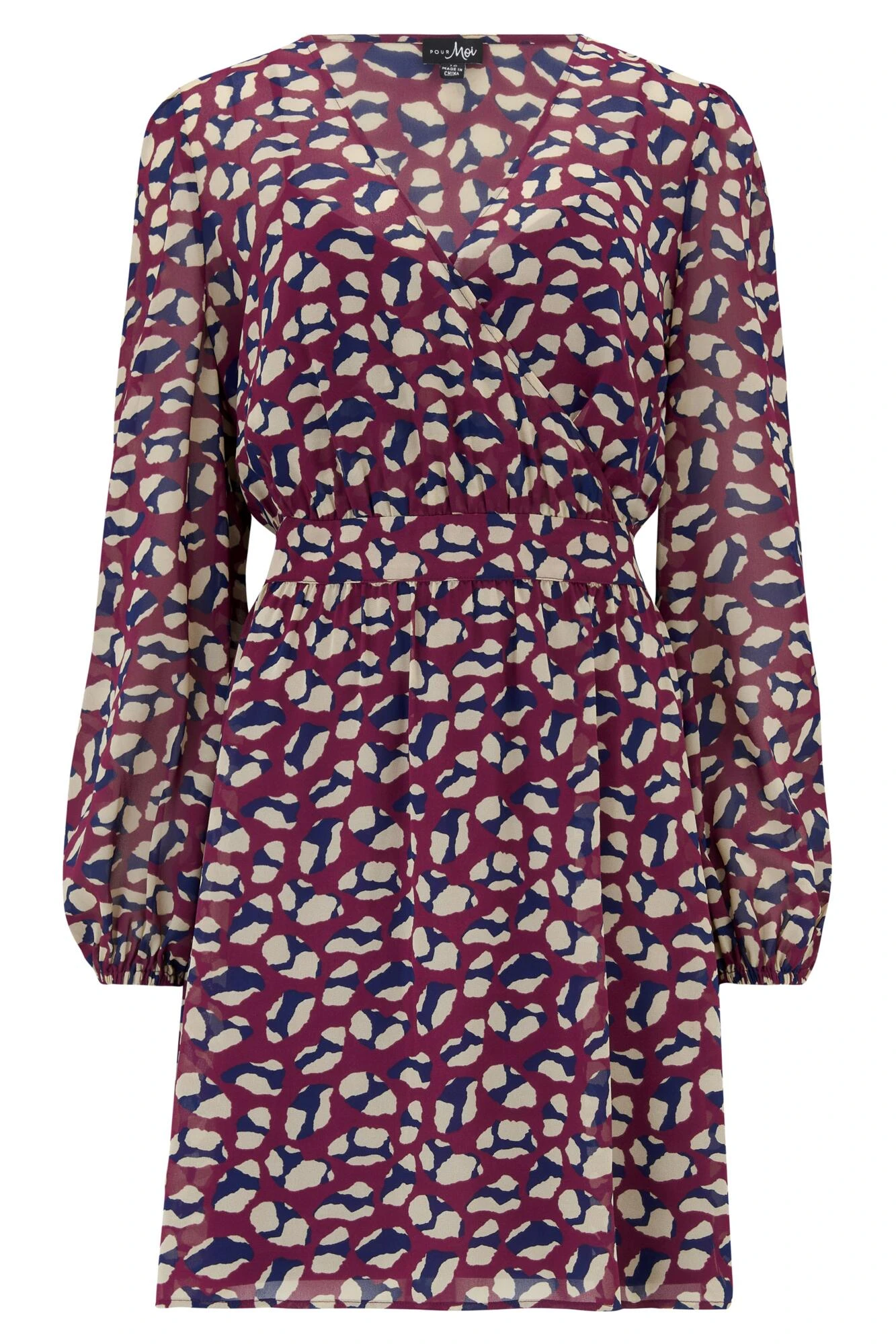 Pour Moi Natalya Chiffon Puff Sleeve Dress - Plum 6 Pour Moi Natalya Chiffon Puff Sleeve Dress - Plum - Image 6