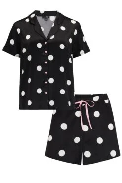 Pour Moi Satin Print Revere Collar Short PJ Set - Mono Spot -Cheap Clozi Vibe Store 294321 20230807140800