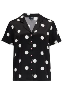 Pour Moi Satin Print Revere Collar Short PJ Set - Mono Spot -Cheap Clozi Vibe Store 294328 20230807140800