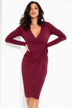 Pour Moi Bryony Slinky Jersey Midi Dress - Berry -Cheap Clozi Vibe Store 295109 20221007161500
