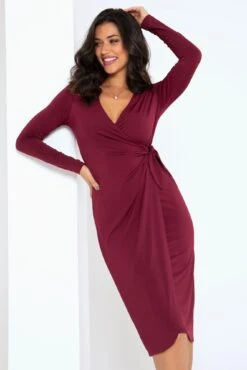 Pour Moi Bryony Slinky Jersey Midi Dress - Berry -Cheap Clozi Vibe Store 295114 20221007161500