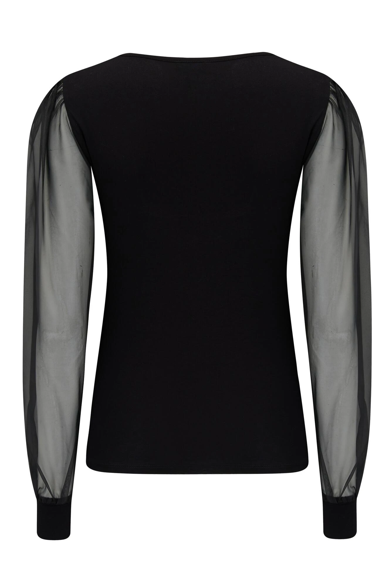 Pour Moi Rae Chiffon Sleeve Jersey Top - Black 6 Pour Moi Rae Chiffon Sleeve Jersey Top - Black - Image 6