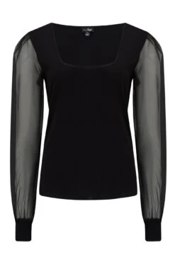 Pour Moi Rae Chiffon Sleeve Jersey Top - Black 10 Pour Moi Rae Chiffon Sleeve Jersey Top - Black -Cheap Clozi Vibe Store 295186 20230223161100
