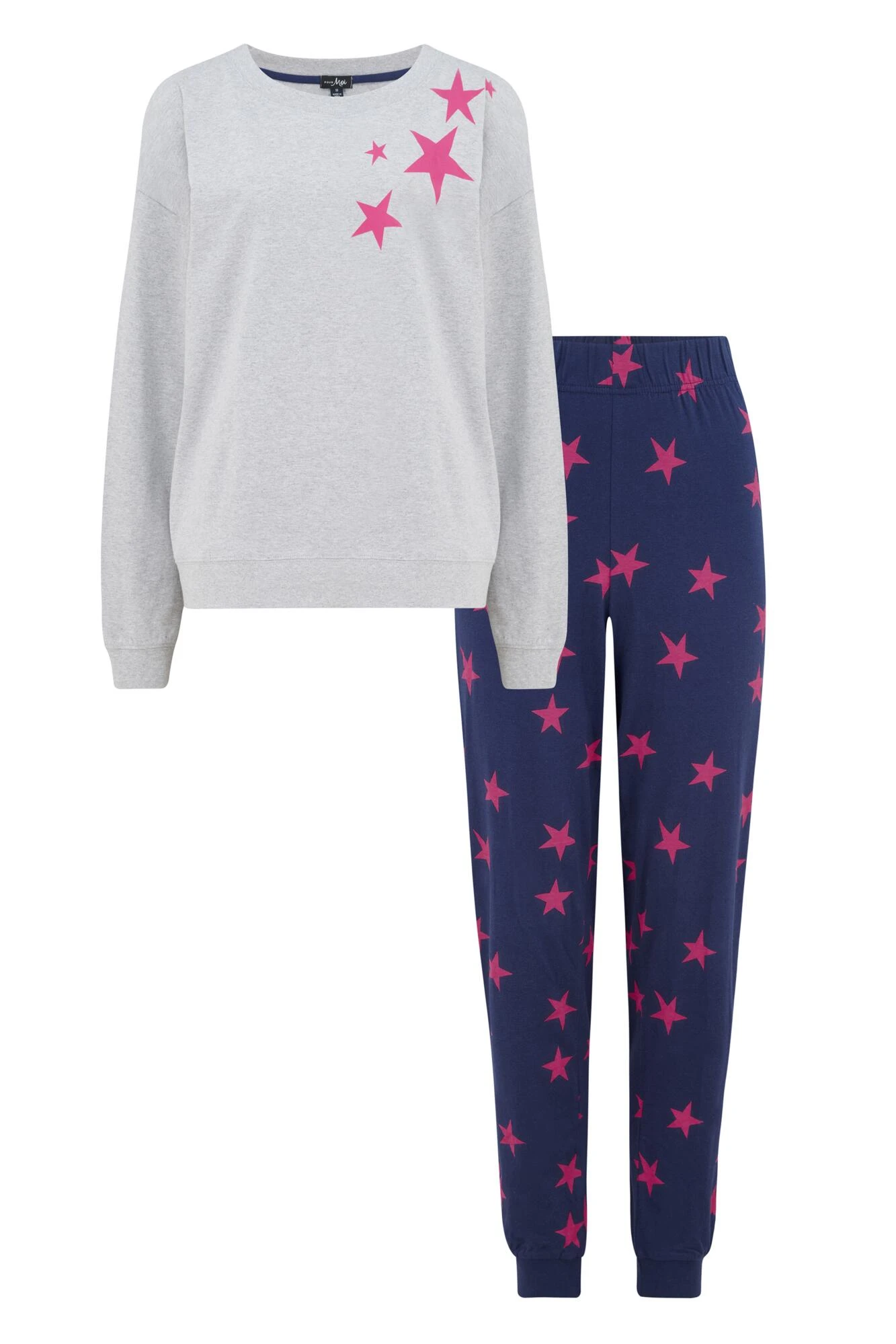 Pour Moi Star Print Jersey Jogger Pyjama Set - Navy/Pink 4 Pour Moi Star Print Jersey Jogger Pyjama Set - Navy/Pink - Image 4