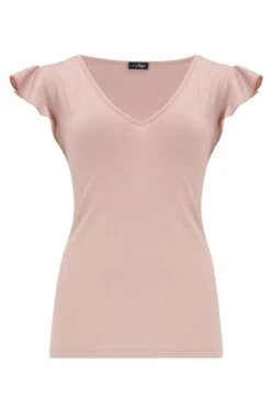 Pour Moi Jersey And Satin Mix Frill Pyjama Set - Mink -Cheap Clozi Vibe Store 295331 20230803165200