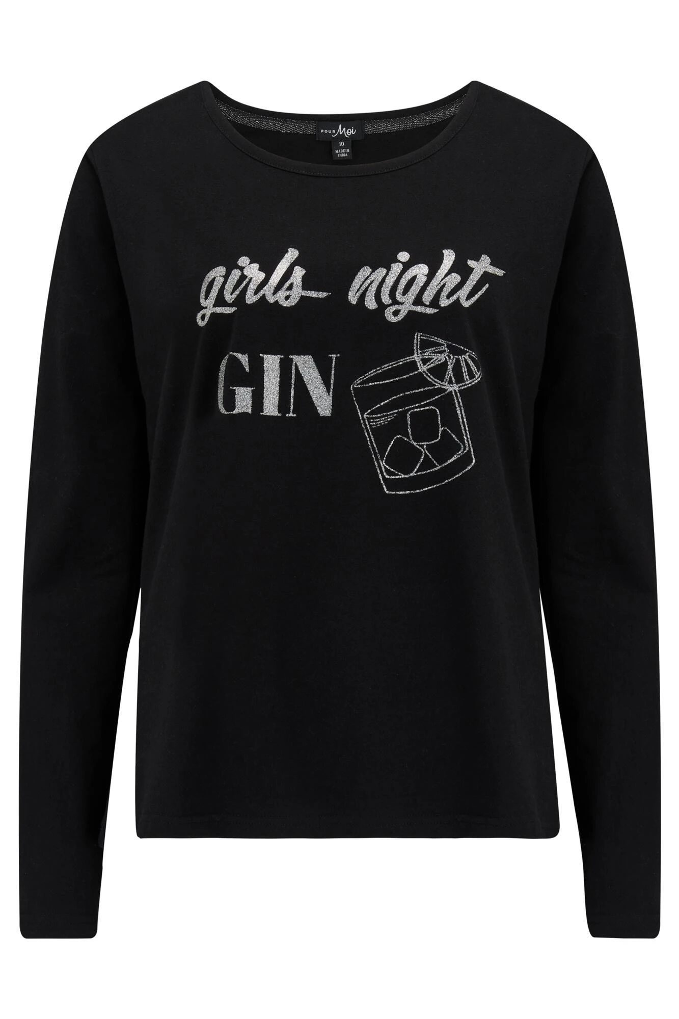 Pour Moi Girls Night Gin Cotton Jersey Pyjama Set - Black 7 Pour Moi Girls Night Gin Cotton Jersey Pyjama Set - Black - Image 7