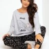 Pour Moi Bearly Awake Cotton Pyjama Set - Grey/Black