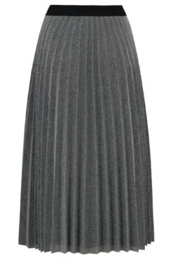 Pour Moi Nina Lame Pleated Midi Skirt - Gunmetal -Cheap Clozi Vibe Store 295441 20221208165300