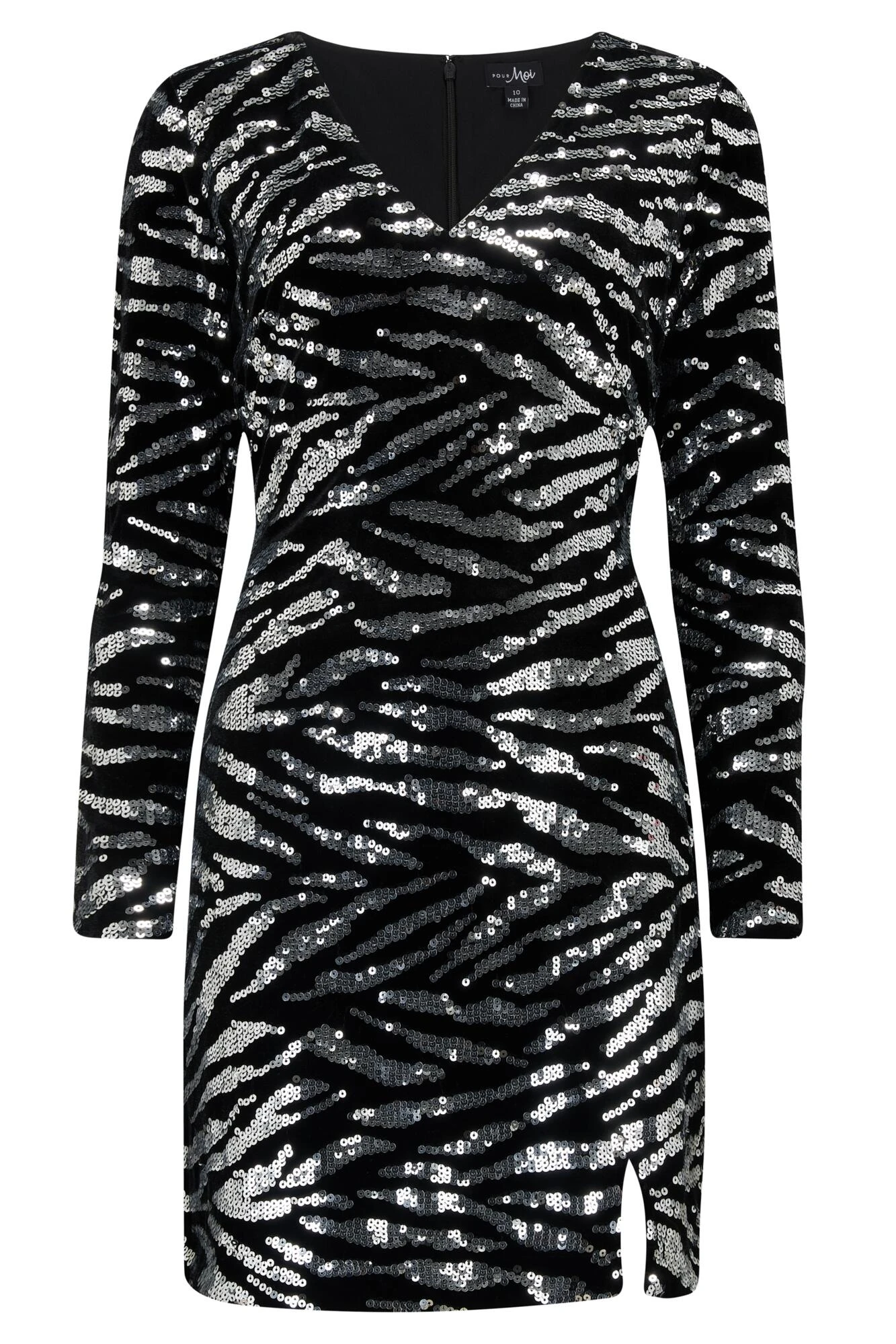 Pour Moi Selena Velvet Sequin Mini Dress - Black/Silver 4 Pour Moi Selena Velvet Sequin Mini Dress - Black/Silver - Image 4