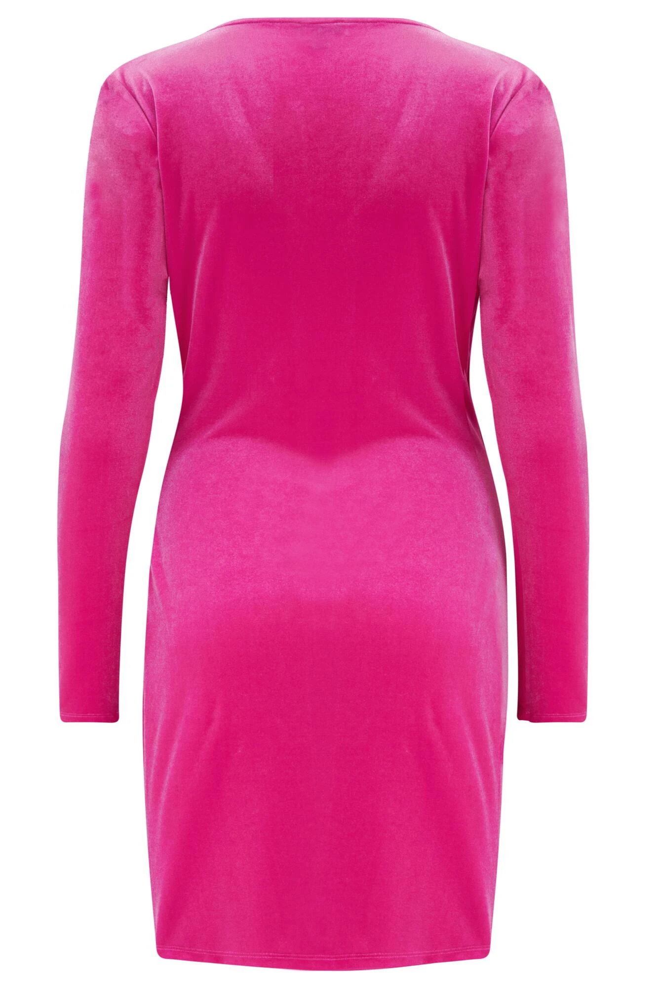 Pour Moi Suki Stretch Velvet Wrap Bodycon Dress - Hot Pink 6 Pour Moi Suki Stretch Velvet Wrap Bodycon Dress - Hot Pink - Image 6