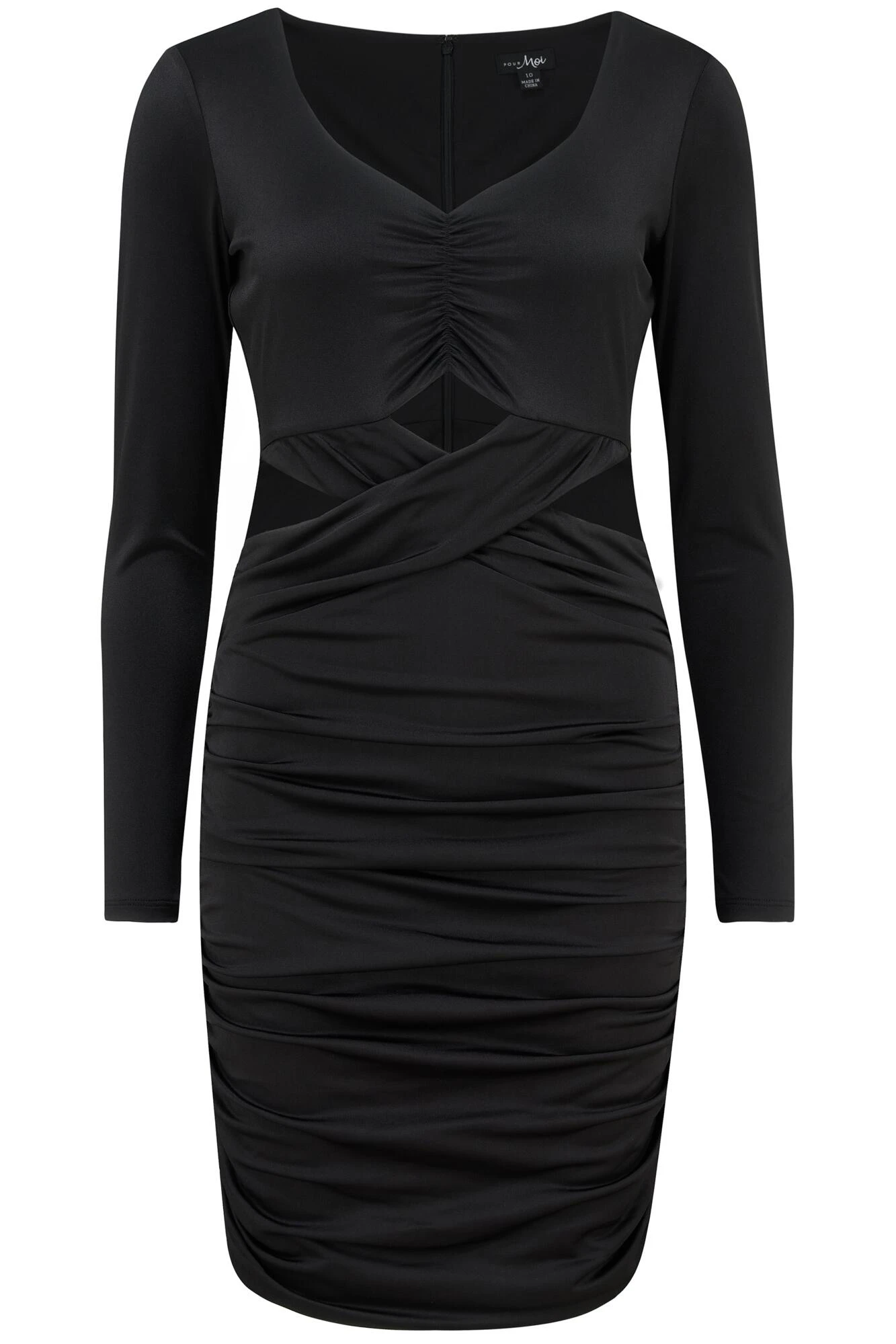 Pour Moi Nina Shine Jersey Cut Out Mini Bodycon Dress - Black 7 Pour Moi Nina Shine Jersey Cut Out Mini Bodycon Dress - Black - Image 7