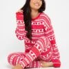 Pour Moi Fairisle Cotton Jersey Pyjama Set - Red White