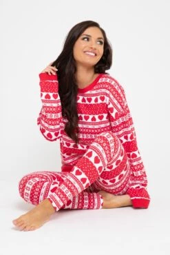Pour Moi Fairisle Cotton Jersey Pyjama Set - Red White
