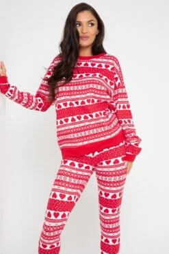 Pour Moi Fairisle Cotton Jersey Pyjama Set - Red White -Cheap Clozi Vibe Store 295710 20230328082700